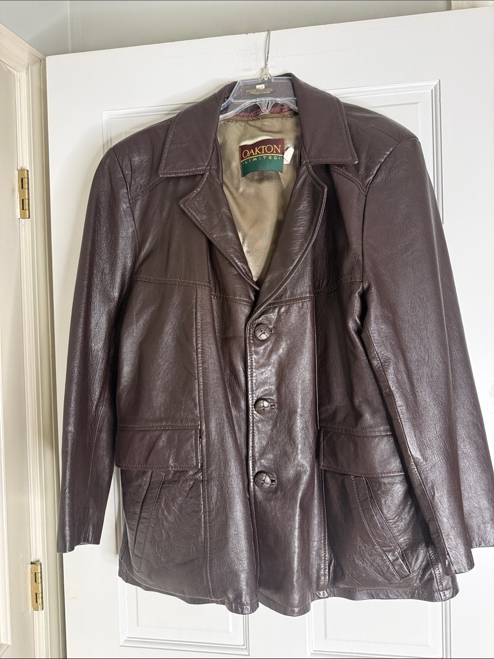 Oakton Men's Brown Leather Bomber Jacket. Large 41 removable lining